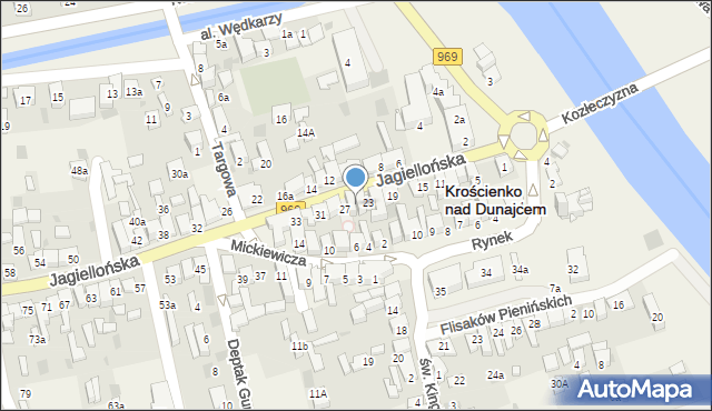 Krościenko nad Dunajcem, Jagiellońska, 25, mapa Krościenko nad Dunajcem