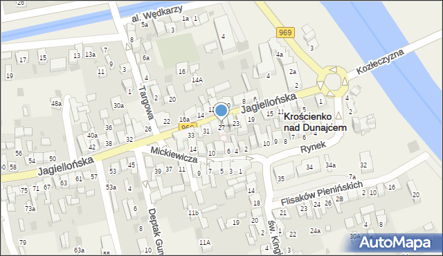 Krościenko nad Dunajcem, Jagiellońska, 27, mapa Krościenko nad Dunajcem