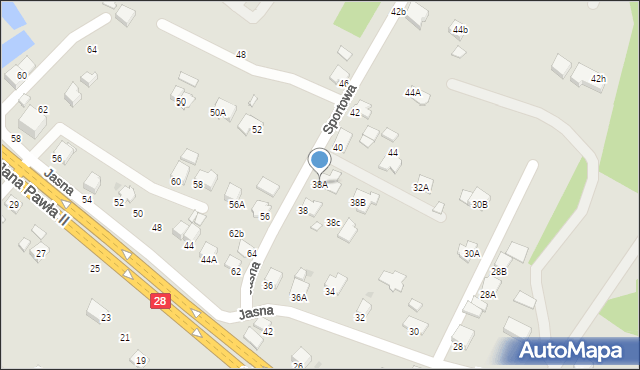 Krosno, Jasna, 38A, mapa Krosna