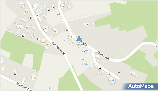 Krosno Odrzańskie, Jaskółcza, 25, mapa Krosno Odrzańskie