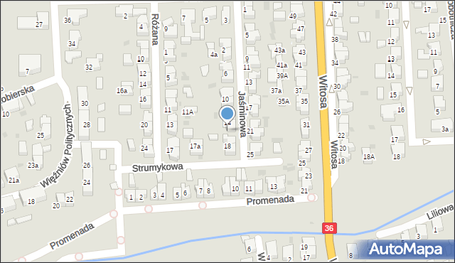 Krotoszyn, Jaśminowa, 16, mapa Krotoszyna