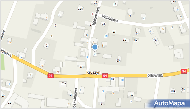 Kruszyn, Jabłoniowa, 4, mapa Kruszyn