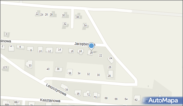 Kruszyn, Jarzębinowa, 20, mapa Kruszyn