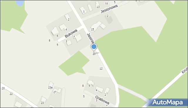 Kruszyn Krajeński, Jasiniecka, 10, mapa Kruszyn Krajeński
