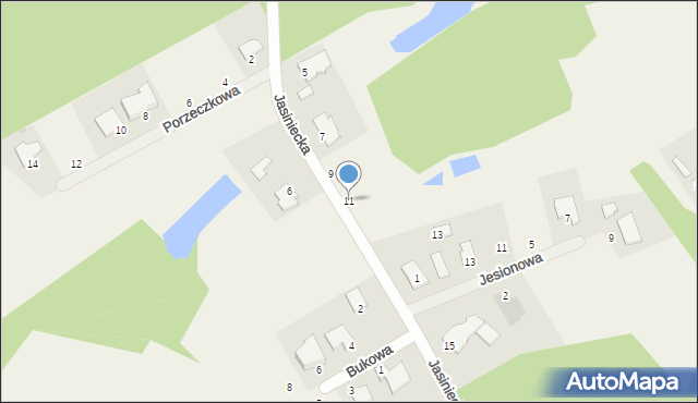 Kruszyn Krajeński, Jasiniecka, 11, mapa Kruszyn Krajeński