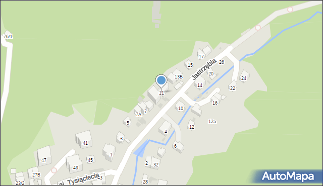 Krynica-Zdrój, Jastrzębia, 11, mapa Krynica-Zdrój