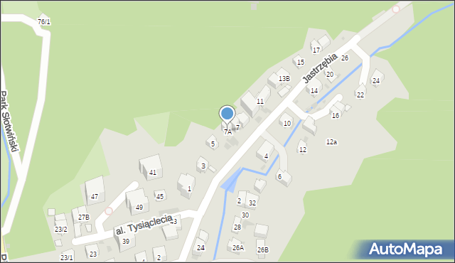 Krynica-Zdrój, Jastrzębia, 7A, mapa Krynica-Zdrój