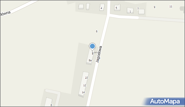 Krzeptów, Jagodowa, 8, mapa Krzeptów