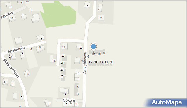 Krzyków, Jarzębinowa, 8b, mapa Krzyków