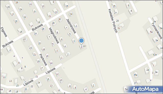 Krzyków, Jaśminowa, 1, mapa Krzyków