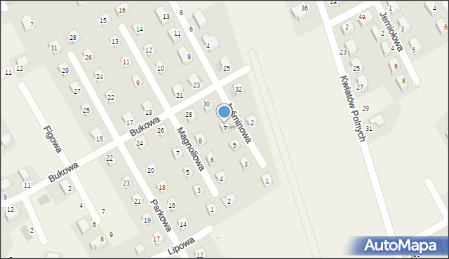 Krzyków, Jaśminowa, 7, mapa Krzyków