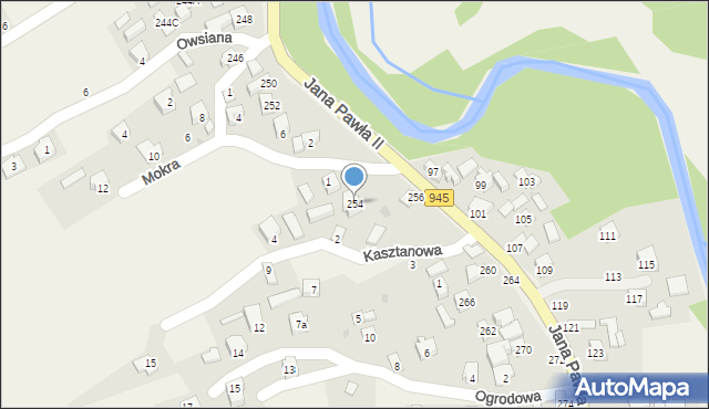 Krzyżowa, Jana Pawła II, 254, mapa Krzyżowa