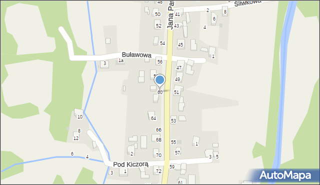 Krzyżowa, Jana Pawła II, 60, mapa Krzyżowa