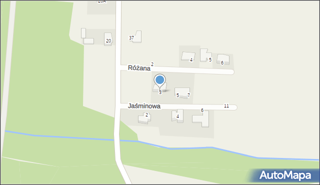 Krzyżowice, Jaśminowa, 3, mapa Krzyżowice