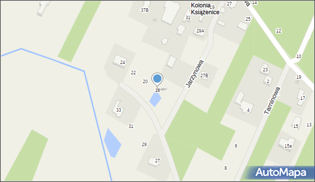 Książenice, Jarzynowa, 18, mapa Książenice