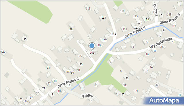 Kwaczała, Jana Pawła II, 101, mapa Kwaczała