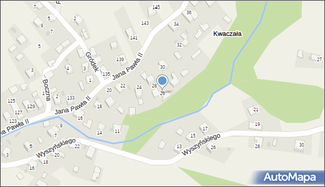 Kwaczała, Jana Pawła II, 26, mapa Kwaczała