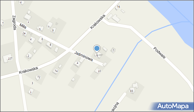 Łączany, Jaśminowa, 5, mapa Łączany