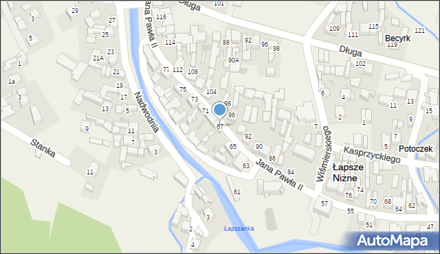 Łapsze Niżne, Jana Pawła II, 67, mapa Łapsze Niżne
