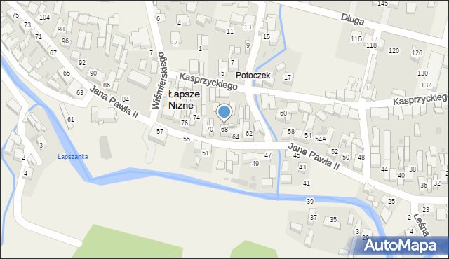 Łapsze Niżne, Jana Pawła II, 68, mapa Łapsze Niżne