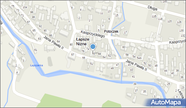 Łapsze Niżne, Jana Pawła II, 70, mapa Łapsze Niżne