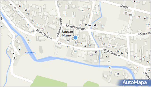 Łapsze Niżne, Jana Pawła II, 72, mapa Łapsze Niżne