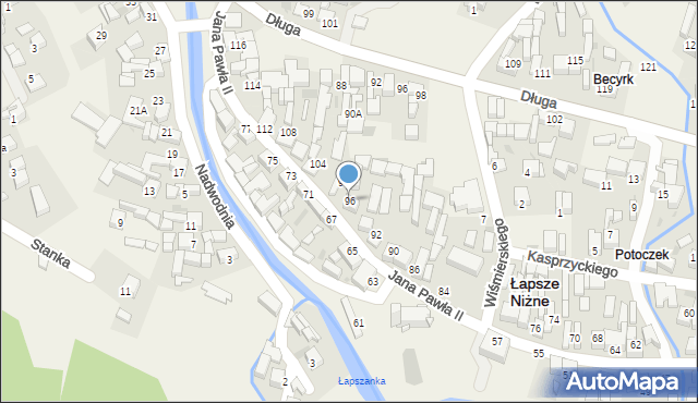 Łapsze Niżne, Jana Pawła II, 96, mapa Łapsze Niżne