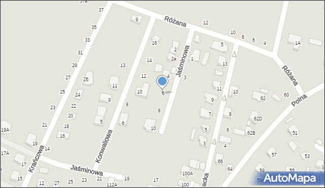 Łapy, Jaśminowa, 6, mapa Łapy