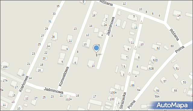 Łapy, Jaśminowa, 8, mapa Łapy