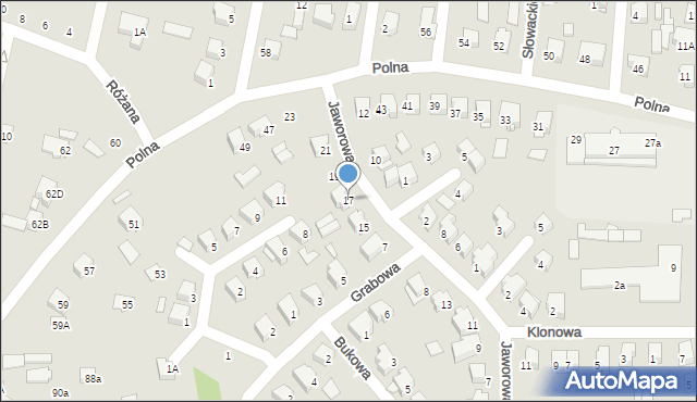 Łapy, Jaworowa, 17, mapa Łapy