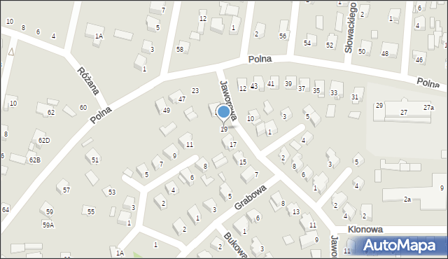 Łapy, Jaworowa, 19, mapa Łapy