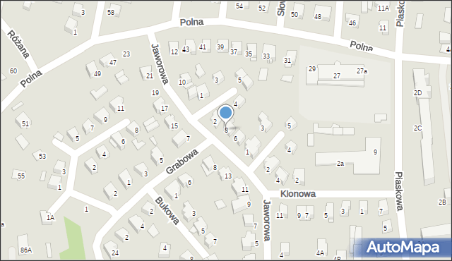 Łapy, Jaworowa, 8, mapa Łapy