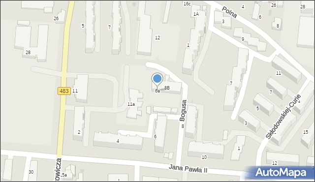 Łask, Jana Pawła II, 6a, mapa Łask