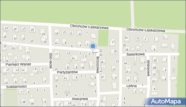 Łaskarzew, Jabłkowskiego, 1, mapa Łaskarzew