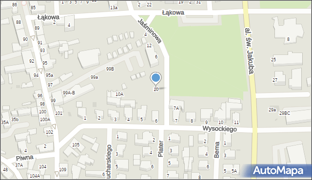 Łeba, Jaśminowa, 10, mapa Łeba