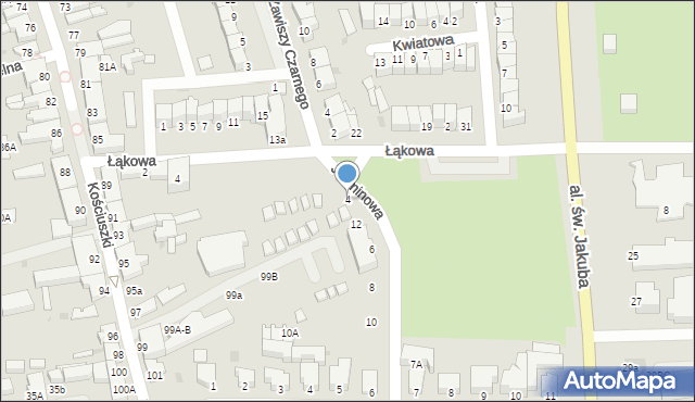 Łeba, Jaśminowa, 4, mapa Łeba