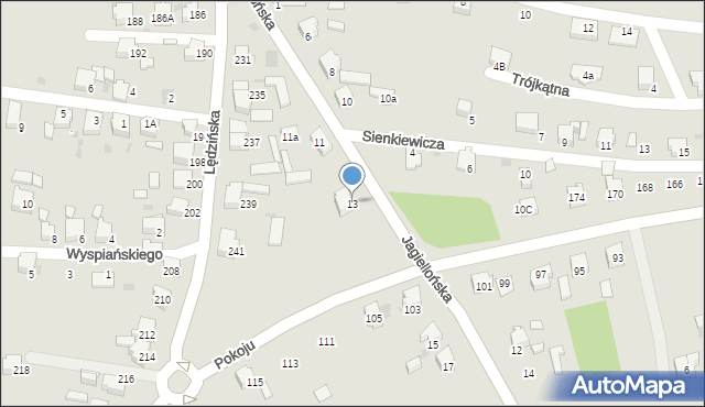 Lędziny, Jagiellońska, 13, mapa Lędziny