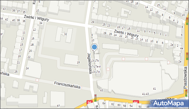 Legnica, Jagiellońska, 13/17a, mapa Legnicy