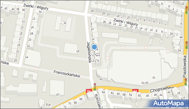 Legnica, Jagiellońska, 13/17c, mapa Legnicy