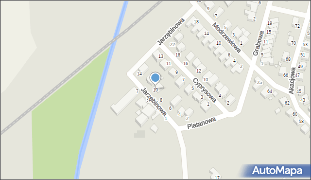 Legnica, Jarzębinowa, 10, mapa Legnicy