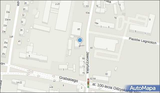 Legnica, Jaworzyńska, 67, mapa Legnicy