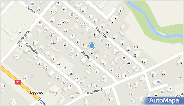 Łęgowo, Jasna, 10, mapa Łęgowo