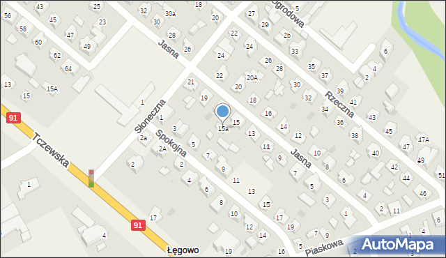 Łęgowo, Jasna, 15a, mapa Łęgowo