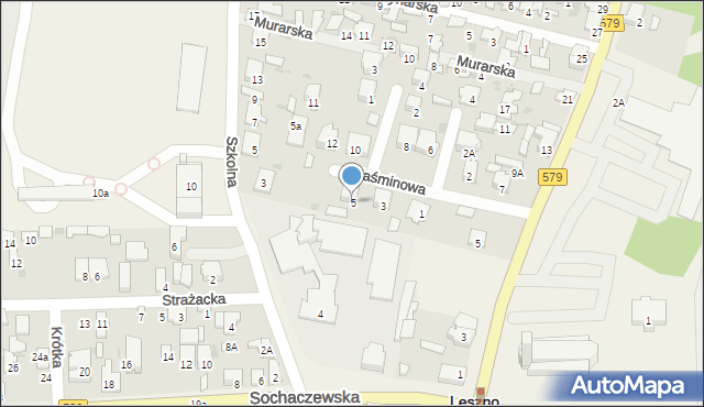 Leszno, Jaśminowa, 5, mapa Leszno