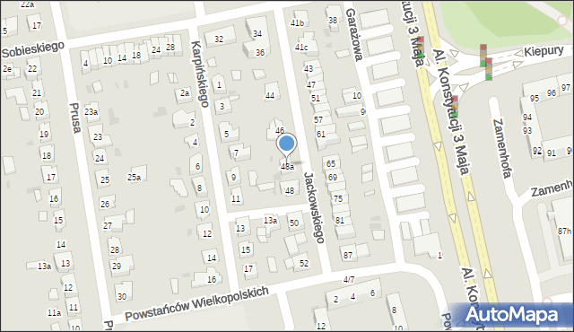 Leszno, Jackowskiego Maksymiliana, 48a, mapa Leszno