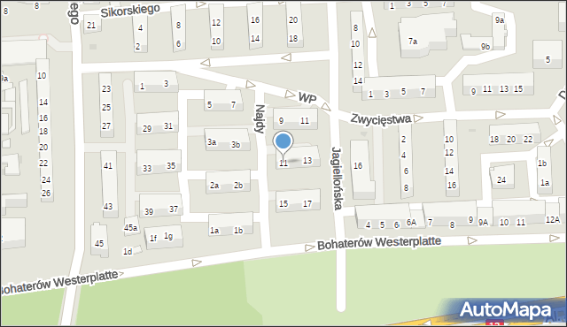 Leszno, Jagiellońska, 11, mapa Leszno