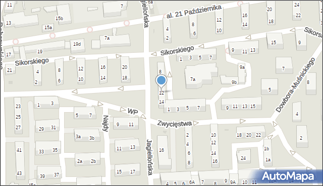 Leszno, Jagiellońska, 12, mapa Leszno