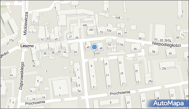 Leszno, Jagiellońska, 2, mapa Leszno