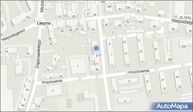 Leszno, Jagiellońska, 3, mapa Leszno