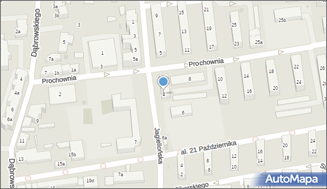 Leszno, Jagiellońska, 4, mapa Leszno